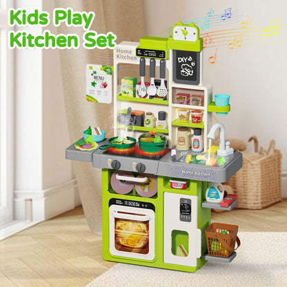 Letapapa Kids Play Kitchen Set, Kitchen Toys with Realistic Sound & Light, Cooking Stove, Sink, Play Food and Kitchen Accessories, Kitchen Playset Gifts for Toddlers Girls Boys
