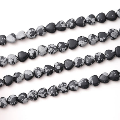 Natural Heart Shaped Snowflake Stone Beads 10mm Loose Crystal Healing Beads for DIY Necklace Bracelet Making Gemstone Craft Supplies