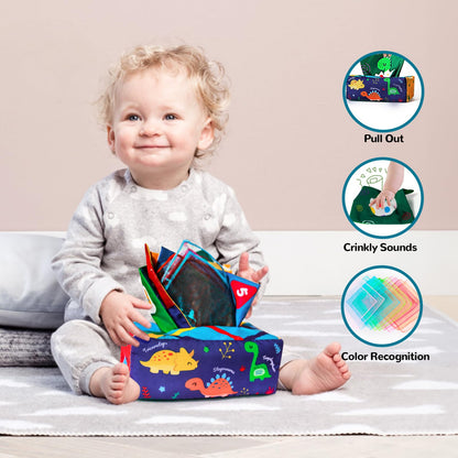 YOOYID 5 in 1 Baby Toys 6 to 12 to 18 Months, Montessori Toy for Babies 6-12 Months, Gifts for 1 Year Old, Sensory Toys for Babies, Baby Tissue Box, Stacking Cups, Shape Sorter Cube