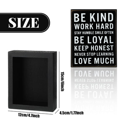 Be Kind Wooden Box Signs with Positive Quotes Sayings Inspirational Desk Decor Family Motivational Signs with Quotes for Farmhouse Office Employee Boss Desk Plaque 4.7 x 6 Inch(Black)