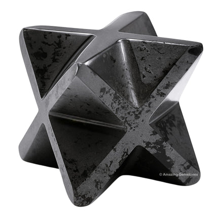 Amazing Gemstone Hematite Merkaba Crystal - 0.75 Inches Metaphysical Merkaba Star for Meditation - Energetic Tetrahedron Crystal and Healing Stones for Spiritual Growth and Healing (15-20mm)