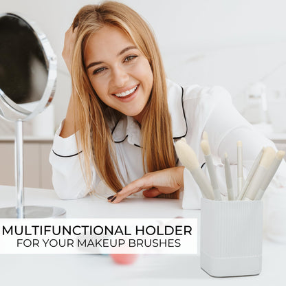 KIBAGA Aesthetic Pen Holder for Desk - Modern Concrete Pencil Holder - Cute and Functional Desk Organizer for Office Supplies - Stylish Office Decor Pen Cup