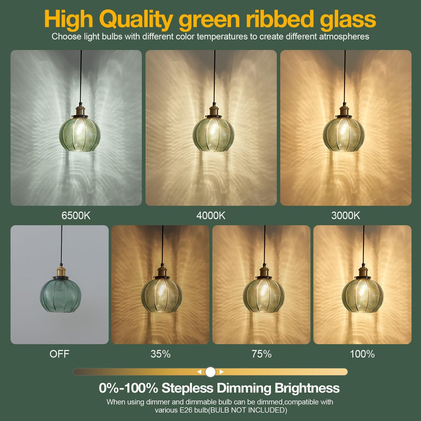 ZRPSSGE 7.8in Vintage Pendant Light 1- Light Kitchen Sink Pendant Lights with Green Hand Blown Glass Small Hanging Lamp for Kitchen Island Dining Room Bedroom Bathroom Hallway E26