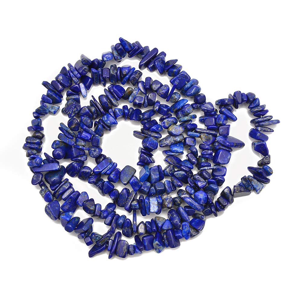 PLTbeads 5-8mm Natral Healing Gemstone Waist Bracelets Necklace Kit Irregular Stone DIY Crafts Design Jewelry Making 1 Strand per Bag Approxi 34 inch (Blue Lapis Lazuli Chips)