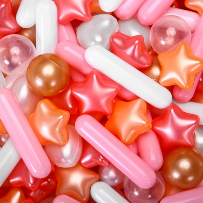 Heopeis Ball Pit Balls Stars Hearts Strip Shapes for Toddlers - 50 150 200 500 Plastic Toy Balls for Boy Girls Ballpit Play Tent Playhouse, Kids Pool Water Toys, Birthday Party Decorations