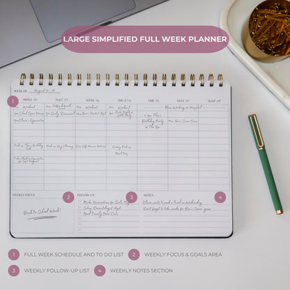 Merely Home Undated Weekly Planner | 8.25” x 11.75” Work To-Do Notebook | ADHD Academic Organizer | Multi-Layout | Men and Women Planner | College Supplies | Evergreen | Landscape Layout