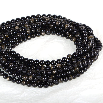 ICAI (Gold Obsidian) Natural Stone Beads Gemstone Round Loose Beads Crystal Energy Stone Healing Power for Jewelry Making DIY,1 Strand 35-37pcs(10mm)