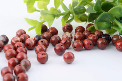 Natural Stone Beads 100pcs 8mm Round Red Jasper Genuine Real Stone Beading Loose Gemstone Hole Size 1mm DIY Charm Smooth Beads for Bracelet Necklace Earrings Jewelry Making (Red Jasper)