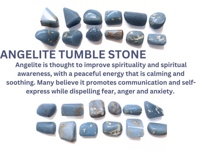 Jet Unique Authentic ANGELITE Tumbled Stone Approx 075 to 1 inch Long Gemstone Healing Chakra Balancing Power Gift (3 Piece)