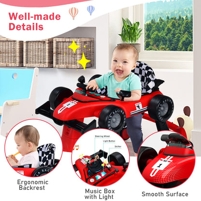 BABY JOY 4-in-1 Baby Walker, Foldable Activity Walker with Adjustable Height & Speed, Music, Lights, Anti-Rollover, Toddler Push Walker, Baby Walker with Wheels for Boys Girls 6-18 Months (Red)