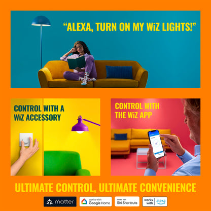 WiZ Connected Smart Light Strip, Sunset/Sunrise Automation, Preset Modes, Control with Voice or App, Full Color RGB Lighting, Voice Control, 50ft Cut to Fit