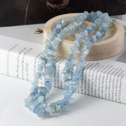 35 inches Chip Stone Loose Gemstones Beads Drilled Strand for Jewelry Making (Aquamarine)