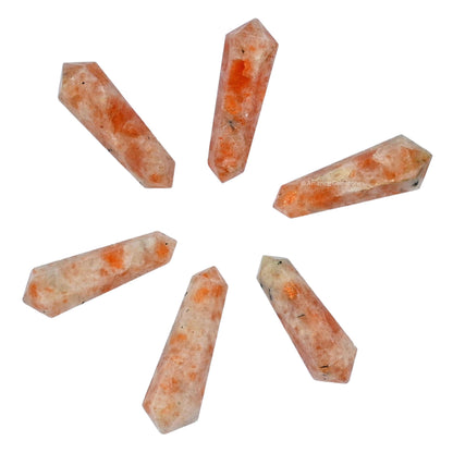 Amazing Gemstone Sunstone Crystal Points Bulk Healing Crystals and Stones - Pack of 3 Double Terminated Healing Wand Point Bulk Crystals for Crafts, Crystal Grid, DIY Work