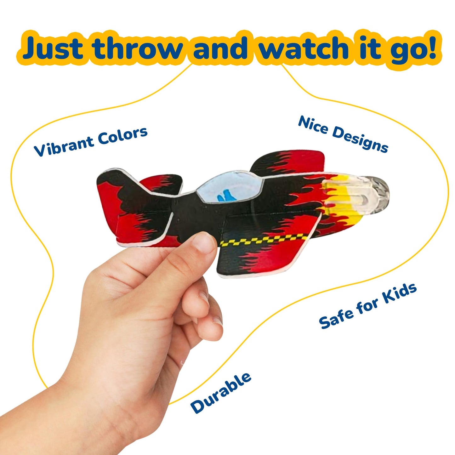 ArtCreativity Foam Airplanes For Kids - Bulk Set of 72 - Lightweight Planes with Various Designs - Individually Packed Foam Glider Planes for kids - Fun Airplane Party Favors for Boys and Girls