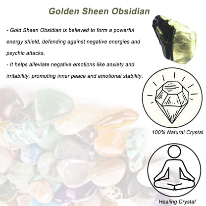 Erliway 1.25-2" Natural Golden Sheen Obsidian Raw Stone and Healing Crystals, Rough Stone for Tumbling, Cabbing, Fountain Rocks, Decoration, Raw Crystal and Healing Stones for Polishing, Wicca & Reiki