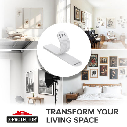 X-Protector Picture Hanging Strips - 20 Pairs Damage Free Picture Hangers - Self Adhesive Hangers Without Nails - Heavy Duty Wall Hanging Strips - Wall Sticky for Hanging Up to 20 LBS (Size L)