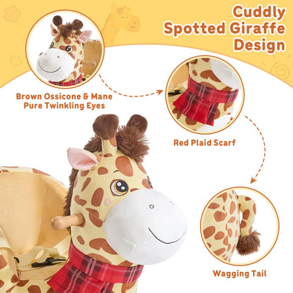 FUNLIO Giraffe Baby Rocking Horse for Toddlers 6 Months to 3 Years, Playful & Vivid Giraffe Rocker for Baby, Stuffed Plush Ride-on Rocking Animal, Easy to Assemble, CPC & CE Certified
