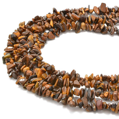 PLTbeads Gemstone Chips Natural Yellow Tiger Eye 3-5mm Healing Crystals Waist Bracelets Necklace Kit Irregular Stone DIY Crafts Design Jewelry Making Approxi 32 inch