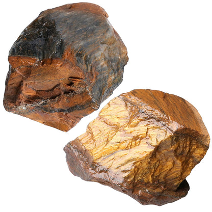 NUKAYAI 2Pcs Tiger Eye 1.8-2.2" Large Raw Crystals Stones Rough Rocks Tiger Eye Stone Healing Crystal for Wicca Reiki Wrapping DIY Cabbing Wire Decoration Polishing Natural Rock Gifts
