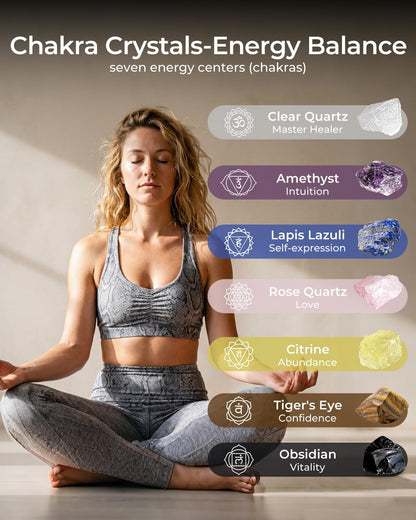 Chakra Bracelets Healing Crystals Set, Crystals and Healing Stones Reiki Energy Protection, Wooden Box, Mothers Day Birthday Gifts for Mom, Meditation Relax, Relief Anxiety Stress Gifts for Women