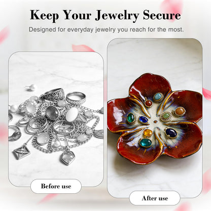 SEEDUSTRY Ceramic Jewelry Tray, Petal Ring Dish, Small Ceramic Jewelry Trinket Holder, Desktop Decoration, Dainty‌ Plate for Rings, Earrings, Necklace, Gifts for Mother Girlfriend Daughter Sister
