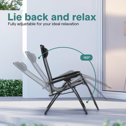 SereneLife Zero Gravity Lounge Chair Set of 2 – Outdoor Reclining Patio Chairs with Rattan Side Table, Cup Holder & Pillow Foldable Lawn Chairs for Patio Furniture, Garden, Beach, or Indoor Relaxation