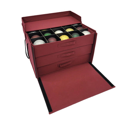 612 Vermont Christmas Ornament Storage Box with 3 Trays, Adjustable Acid-Free Dividers, Holds 60-4 Inch Ornaments