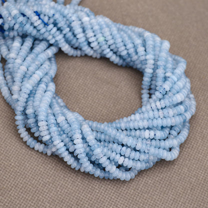 BONNY BOXX 1 Strand (150PCs) Natural 2 * 4mm Aquamarine Rondelle Beads, Natural Abacus Disk Stone Beads Loose Spacer Gemstone for DIY Bracelet Necklace Jewelry Making