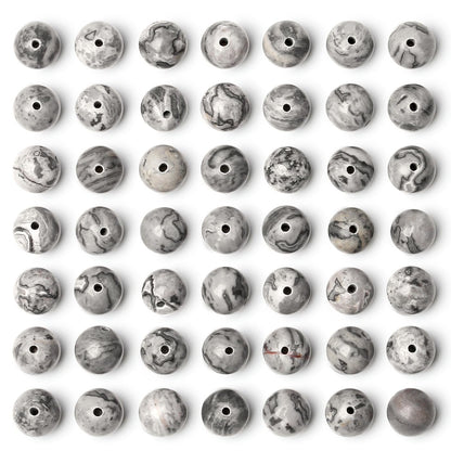 QINJIEJIE 100PCS Map Jasper Beads 8mm Natural Stone Beads Round Loose Gemstone Bead for Bracelet Beading Crystal Jewelry Making DIY Necklace Earrings 0.32"