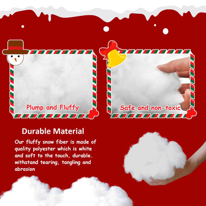 GQE Christmas Fake Snow Decoration,7 Oz(1 Bag) White Artificial Snow Cotton Fluffy Fake Snow for Mantle Village,Nativity Set,Faux Snow Christmas Tree Decor,Winter Indoor Home Decoration