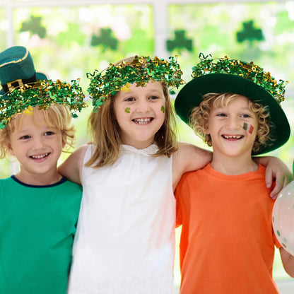 LOAVER 75 Ft St. Patrick's Day Shamrock Wire Wreath Tinsel Garland,3 Rolls Hollowed Metallic Twist Garland Irish Festive Clover Wreath for St. Patrick's Day Party Wall Crafts Decoration(Green & Gold)