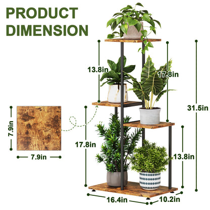 Atpddpey Plant Stand Indoor, Corner 4 Tier Metal Plant Shelf for Multiple Plants, Tiered Flower Pot Stands for Patio Garden Balcony Living Room Bedroom