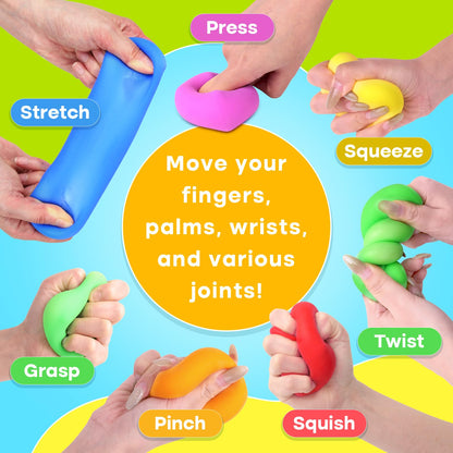 24 Pack Mini Slow Rise Stress Cube: Pull Stretch Fidget Toys for Stress Relief, Dough Squishy Toys Bulk for Kids, Classroom Prize Box Toys, Fidgets for Classroom, Hand Therapy Sensory Squishy Ball