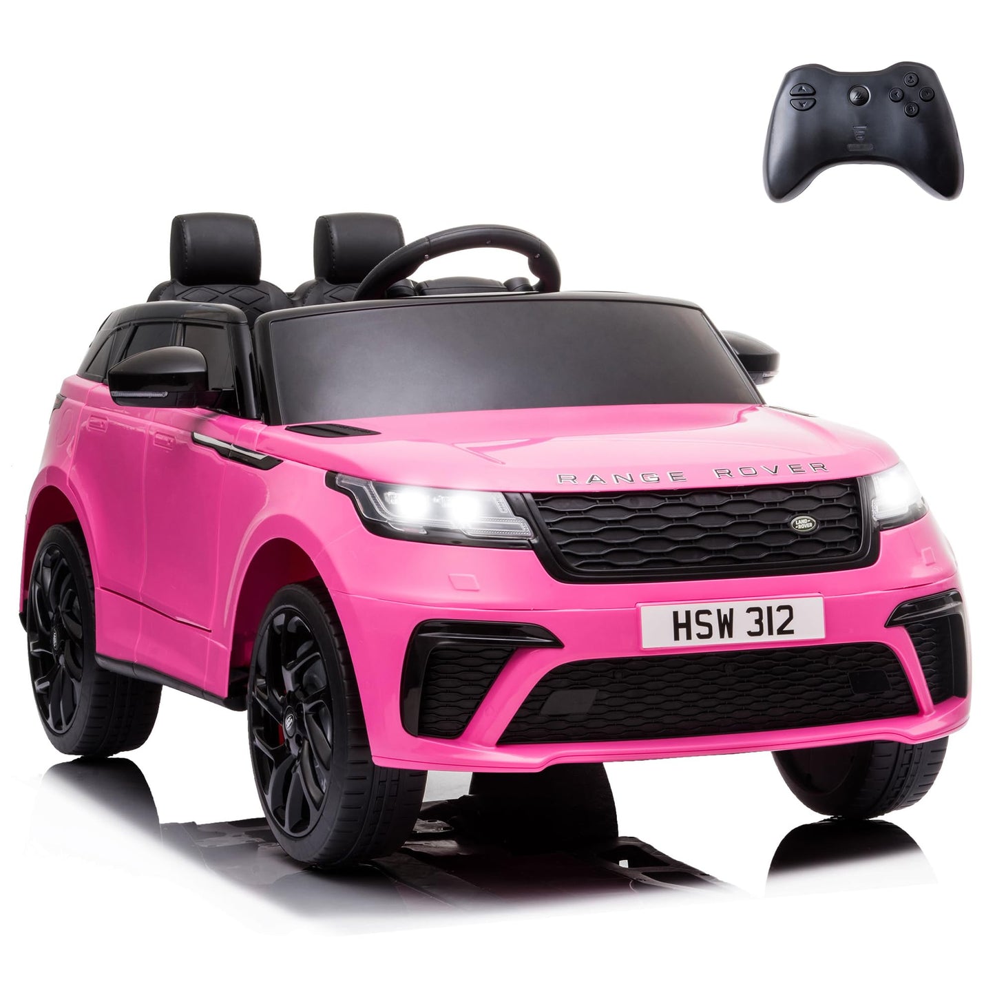 Licensed Land Rover Velar Kids Electric Ride On Car by TOBBI, Toddler 12V Battery Powered 4 Wheeler Driving Vehicle Toy with Remote Control/Safety Belt/Horn & LED Lights for Children Under 8-Pink
