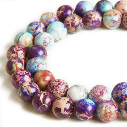 35pcs 10mm Natural Colorful Imperial Jasper Beads Gemstone Beads Round Loose Beads for Jewelry Making