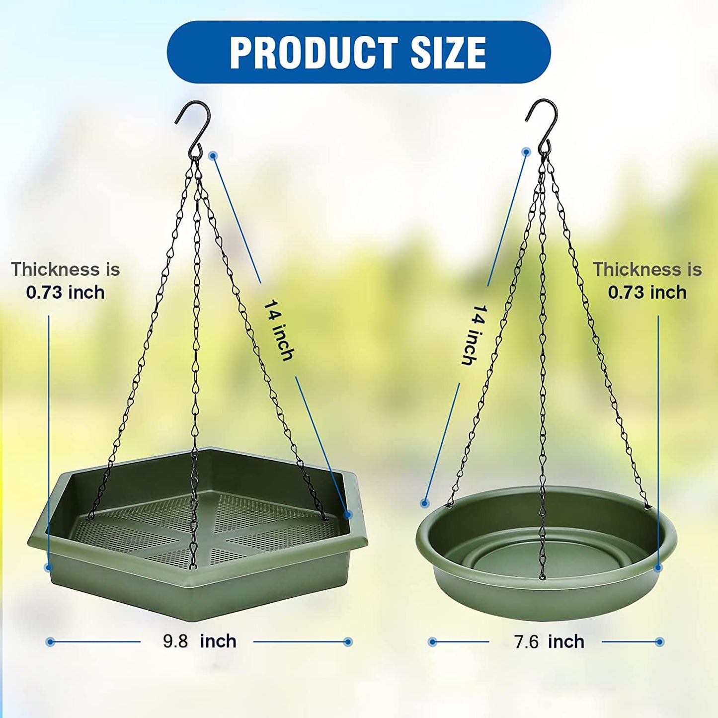 Hanging Bird Bath，2 in 1 XL Hanging Bird Feeder & Birds Bath for Outside, Birds Water Feeder,Tray for Outdoors Garden Patio Decoration