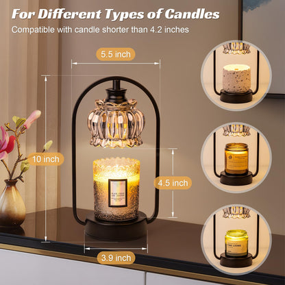 Shang Chiang Candle Warmer Lamp, Electric Light with Timer Dimmer Clear Flower Shape Wax Melt Warmer for Birthday, Mothers Day, House Warming Gift (Includes 2 Bulbs)