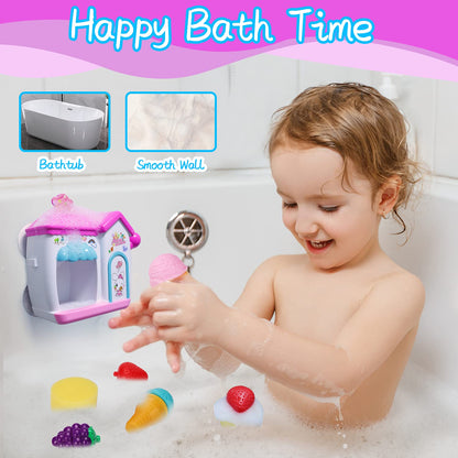 AugToy Bath Toys for Toddlers 3-5 Years, Ice Cream Foam Maker Bath Toys for Kids Ages 4-8, Bubble Pretend Cake Play Set Bathtub Water Toys Age 3 4 5 Year Old Girls Boys Holiday Birthday Gifts Idea
