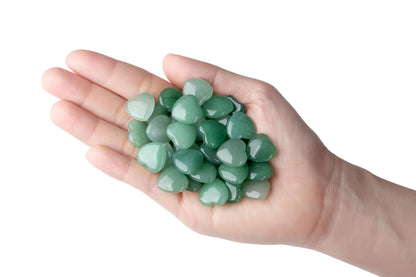 NUKAYAI 20PCS Green Aventrine Healing Crystals Stones Heart Love Shaped Polished Crystal Natural Cute Pocket Thumb Reiki Wholesale Set Balancing Meditation Mothers Day Bulk Gifts for Women
