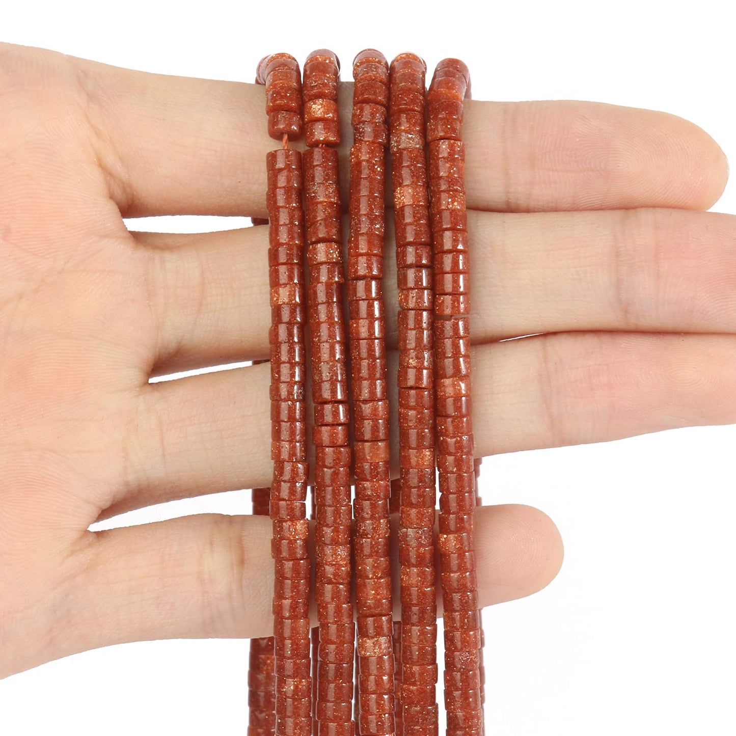 NITOPUPU 150Pcs 4×2mm Natural Gold Sandstone Spacer Stone Beads for Jewelry Making Supplies, Loose Semi Flat Round Gemstone Tube Beads for Bracelets DIY Crafts
