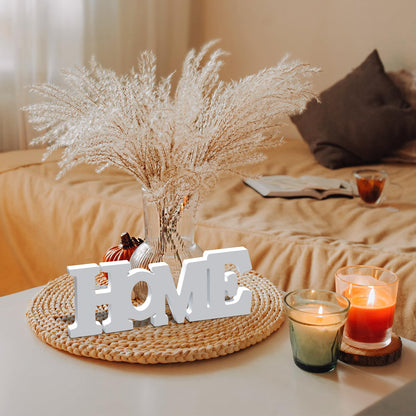 Wooden Blocks Wall and Table Top Decor: Freestanding Letter HOME Sign for Living Room, Entryway or Party Decor (White)