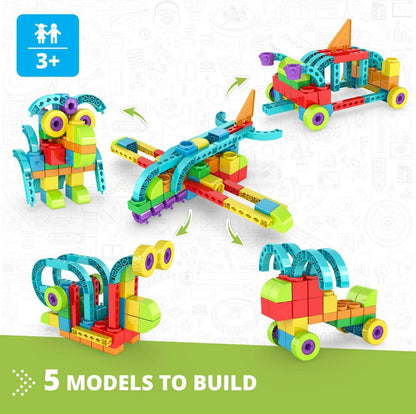 Engino QBOIDZ Airplane, Building Blocks for Ages 3+, Preschool Educational Toys for Kids, Building Kit for Boys & Girls, Montessori Toys, STEM Toddler (5 Models)