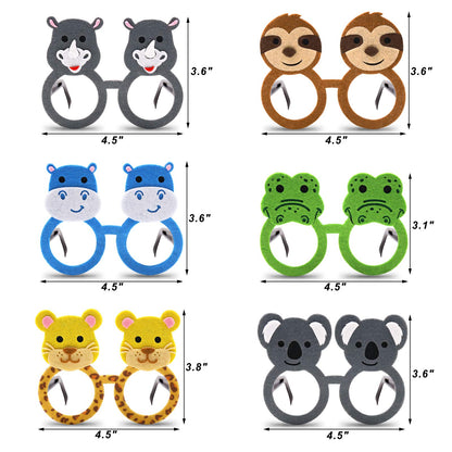 Bessmoso 12 Pack Jungle Animal Glasses Safari Costume Party Favors,12 Kinds of Eyeglasses for Petting Zoo Farmhouse Themed Birthday Party Jungle Safari Dress-Up Cosplay Party Supplies