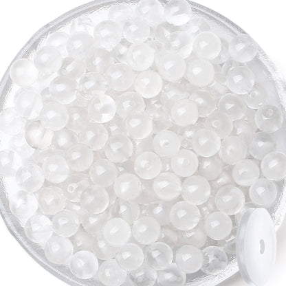QINJIEJIE 100PCS Clear Crystal Beads 8mm Natural Stone Beads Round Loose Gemstone Bead for Bracelet Beading Crystal Jewelry Making DIY Necklace Earrings 0.32"