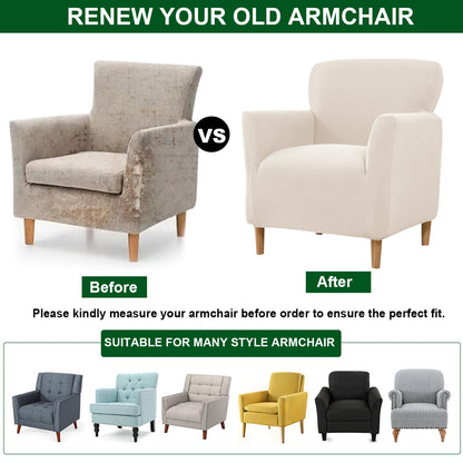CRFATOP Stretch Mid Century Modern Armchair Slipcover 1-Piece Solid Accent Chair Covers with Arms Soft Waterproof Chair Slipcovers for Living Room Furniture Protector Office Reception Reading,Beige
