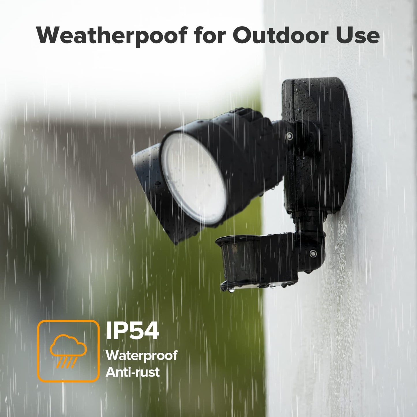 LUTEC Shrimp P6221B-PIR24 2000 Lumen 18 Watt 26 LED Motion Activated Integrated Dual-Head Floodlight Outdoor, IP54 Waterproof Exterior Security Wall Light for Patio, Garden, Yard-Black