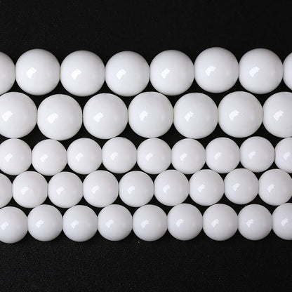 6mm 60PCS White Porcelain Agate Round Spacer Loose Beads for Jewelry Making DIY Bracelet Necklace 15 inches