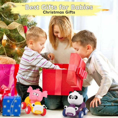AugToy Press and Go Toy Cars for Toddlers 1-3, Animal Racing Cars Infant Baby Toys 6-9-12-18 Months, Cars Toys for 1 2 Year Old Boy Girl Gifts, One 1st First Year Old Boy Girl Birthday Easter Gifts