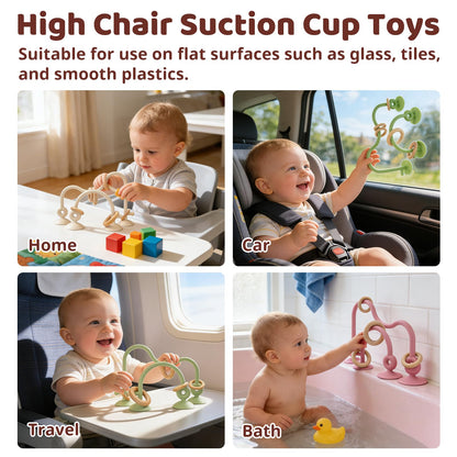 Baby High Chair Suction Toys Teething Chew - Silicone Apple Teething Relief Toys Silicone Teethers Table Toys, Food Grade Silicon for 6 12 18 Months(Red)