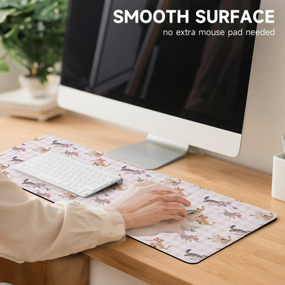 AUPET PU Leather Desk Pad Protector Blotter, Animal 35 x 17in Large Mouse Pad,Cute Office Desk Mat,Waterproof Non-Slip Desk Writing Drawing Pad for Office Home Game (Cats with Bow tie)